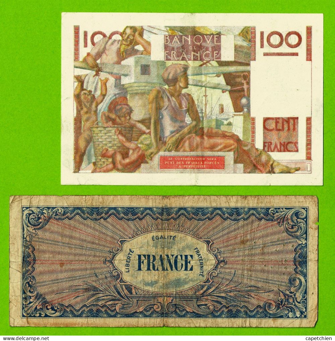 FRANCE / 2  BILLETS DE 100 FRANCS / JEUNE PAYSAN En SUP Et FIN DE GUERRE En B - 100 F 1945-1954 ''Jeune Paysan''