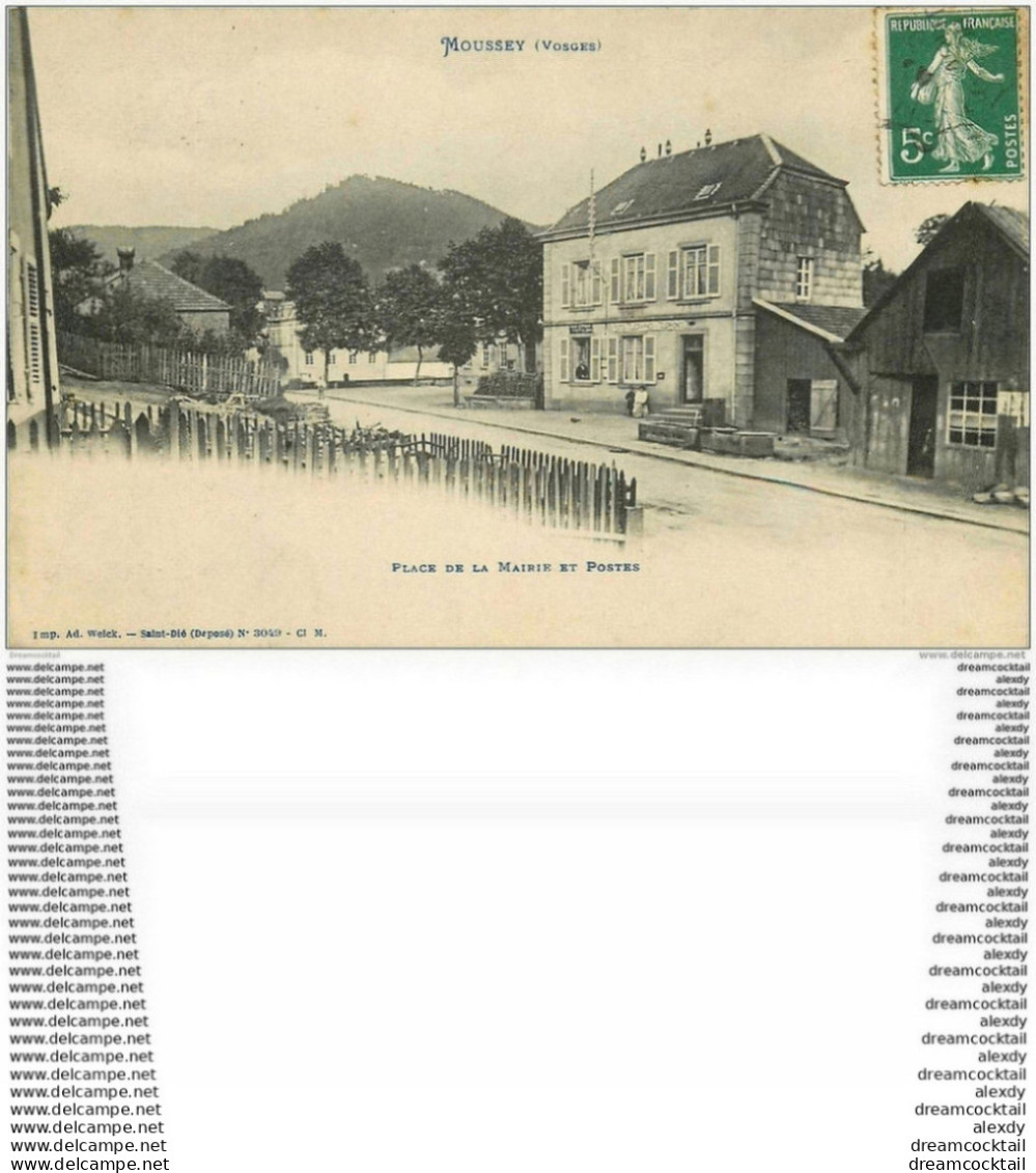 88 MOUSSEY. Place Et La Mairie Et Poste 1908 - Moussey