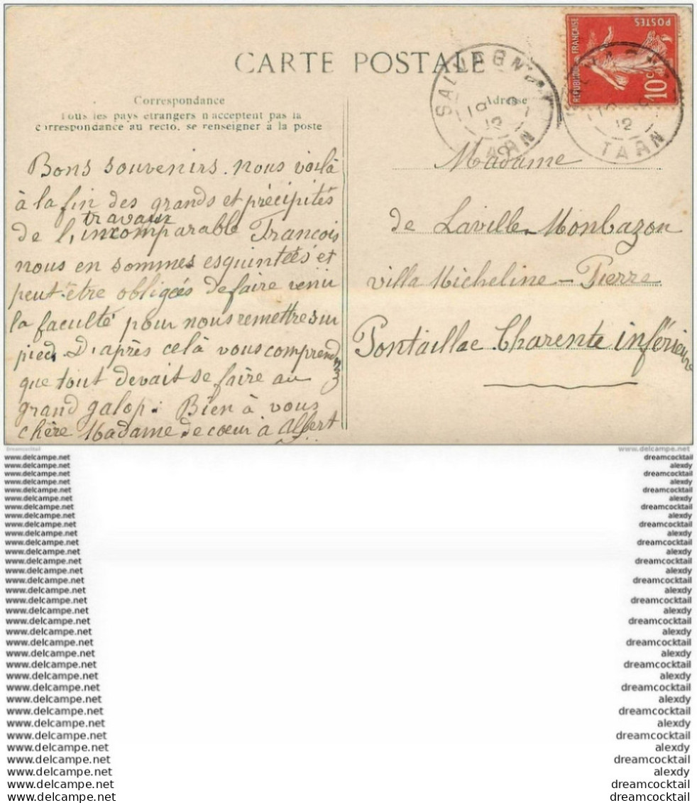 81 SALVAGNAC. Le Château Avec Enfants Assis 1912. Carte émaillographie - Salvagnac