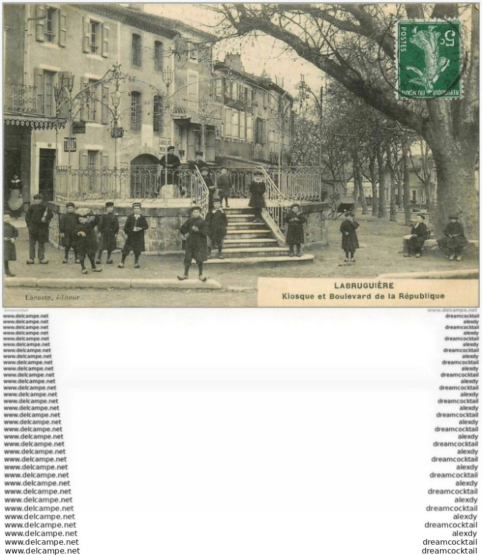 81 LABRUGUIERE. Kiosque à Musique Et Boulevard De La République 1909 Tabac - Labruguière