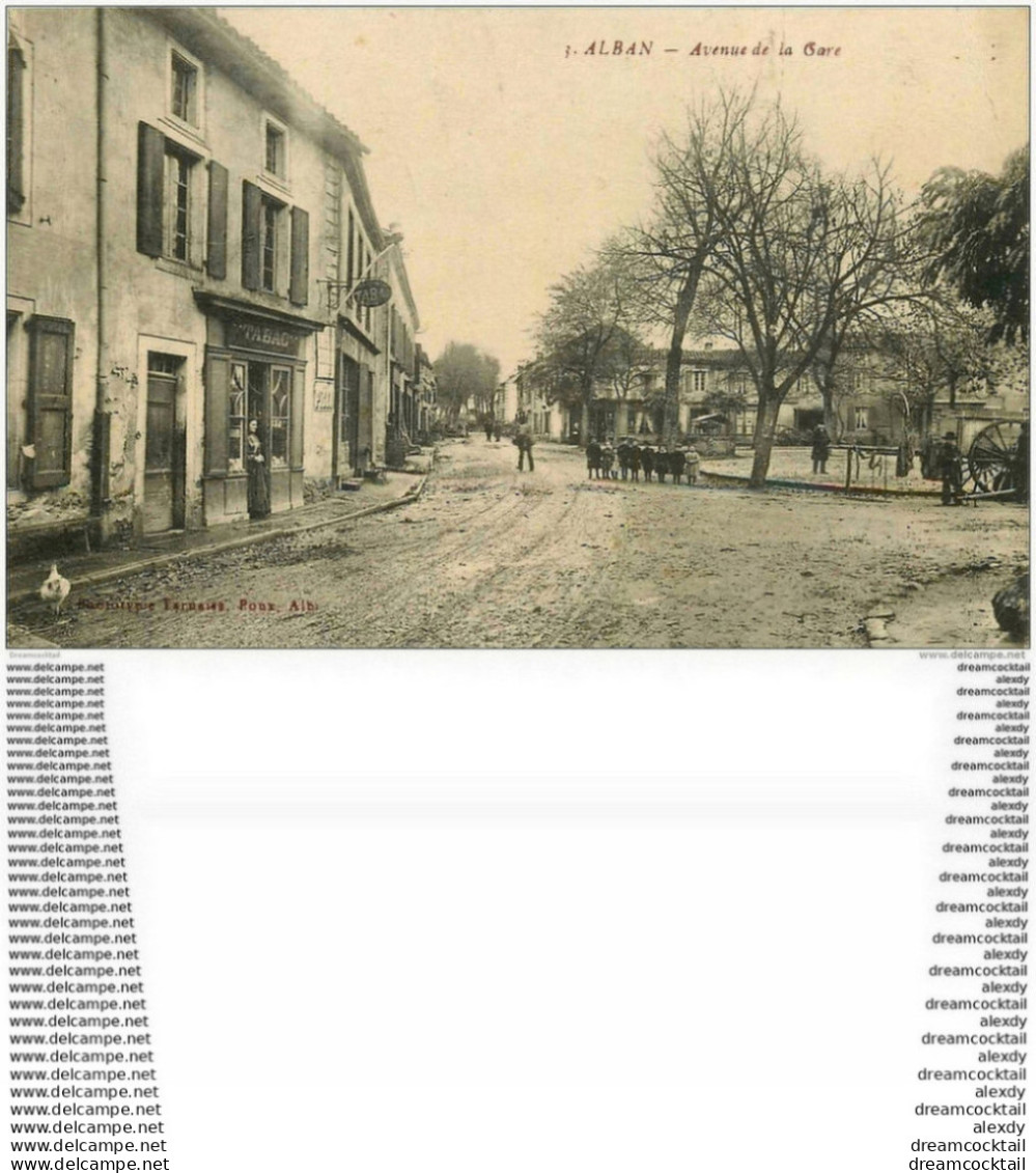 81 ALBAN. Avenue De La Gare 1919 Tabac Et écoliers. - Alban