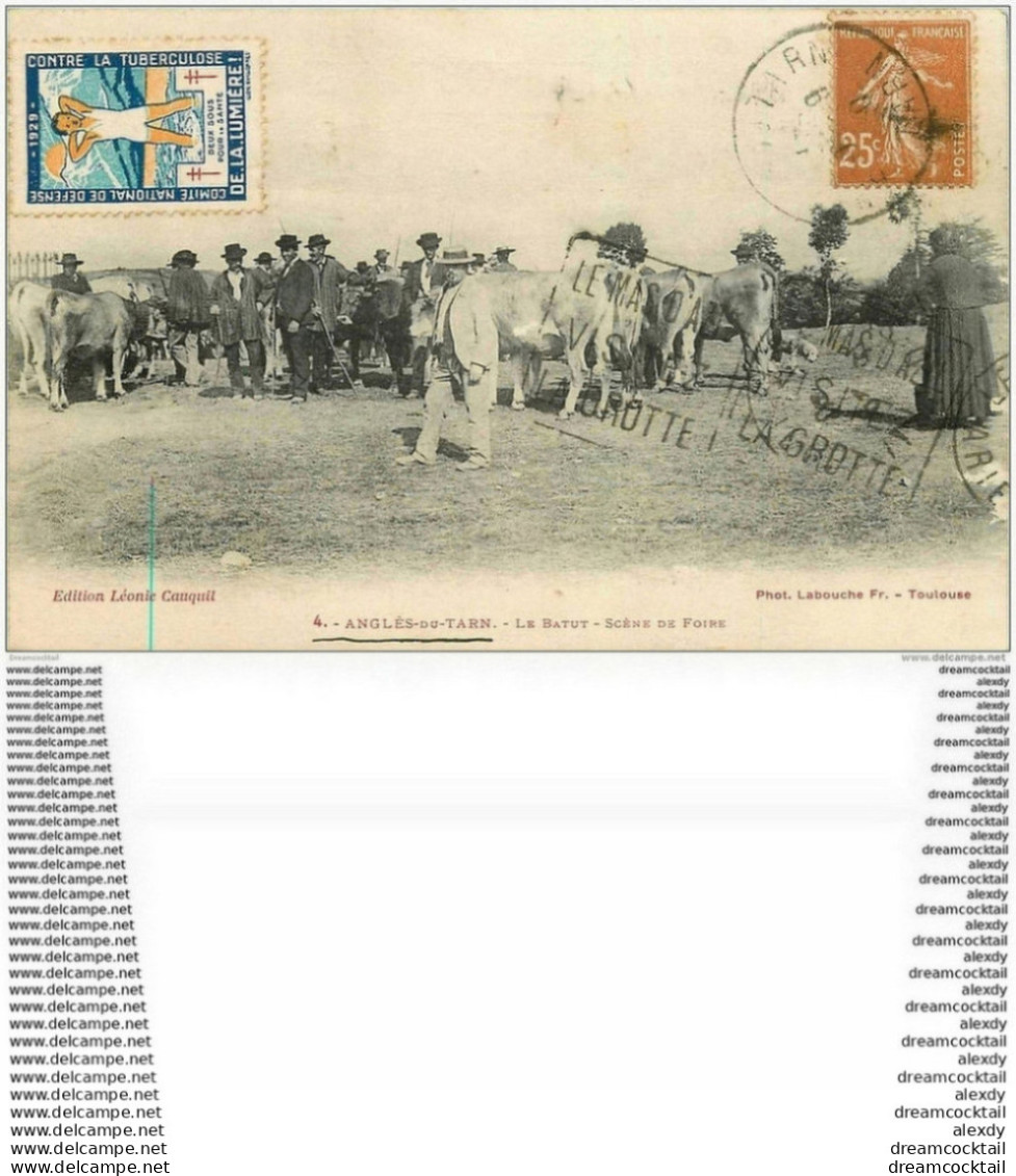81 ANGLES DU TARN. Le Batut Scène De Foire Aux Bestiaux. Timbre Tuberculose 1929 - Angles