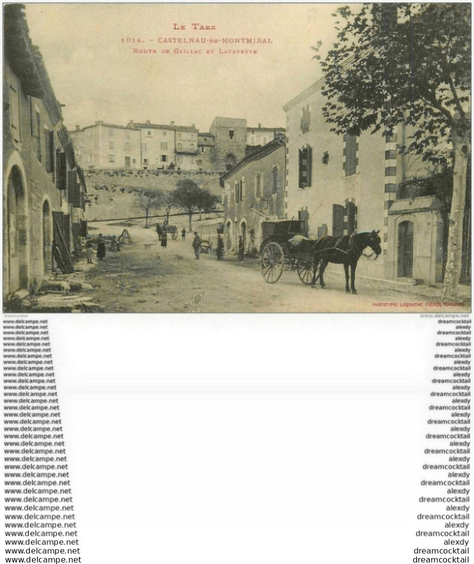 81 CASTELNAU-DE-MONTMORAL. Attelage Route De Gaillac Et Lafayette 1914 Destinataire à Ajaccio - Castelnau De Montmirail