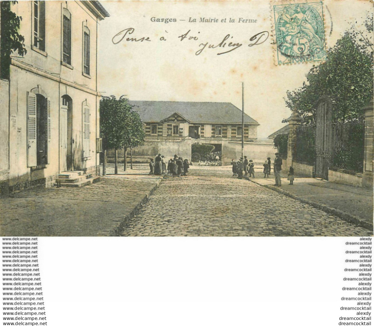 95 GARGES LES GONESSES. La Mairie Et La Ferme 1905 Belle Animation - Garges Les Gonesses