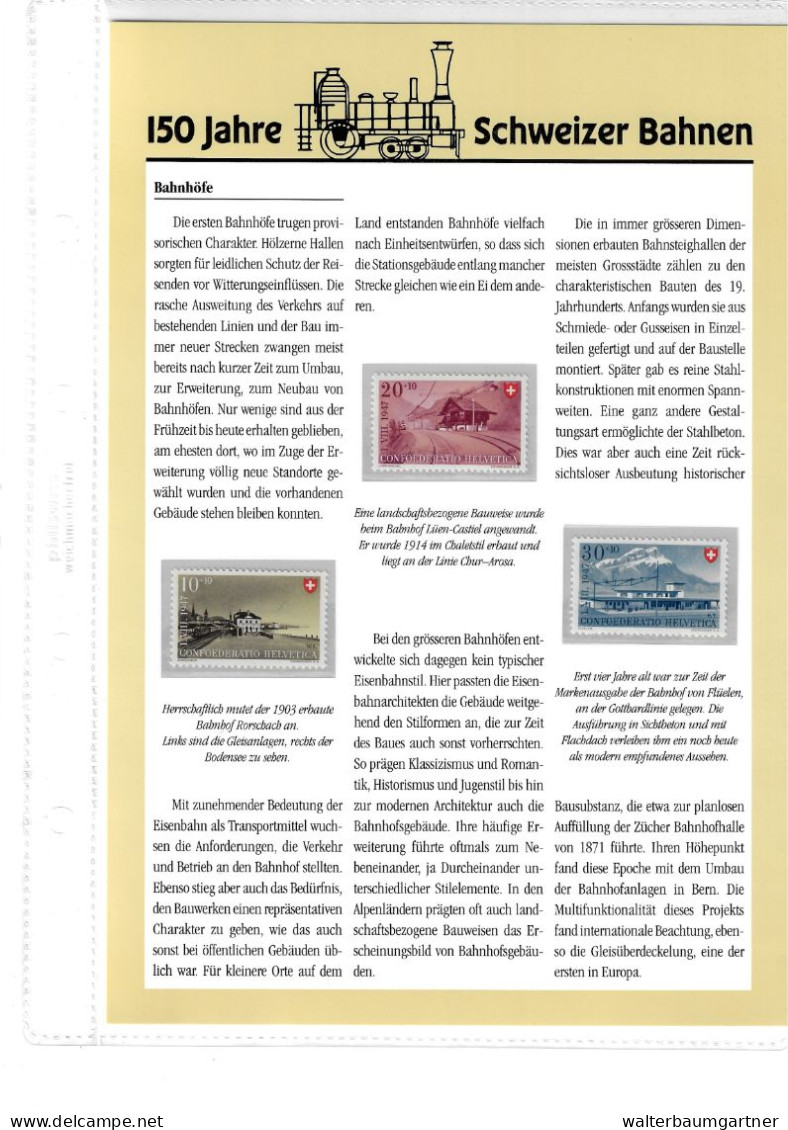 Album timbres postes Philswiss - 150 ans chemins de fer suisses