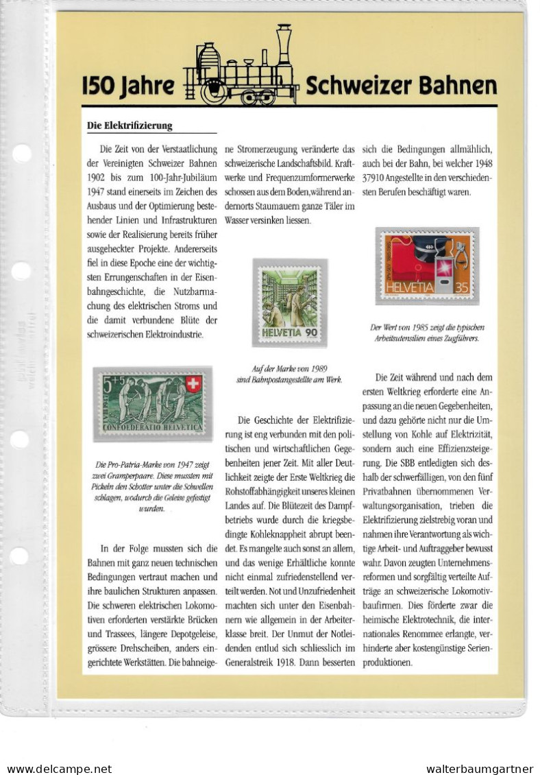 Album timbres postes Philswiss - 150 ans chemins de fer suisses