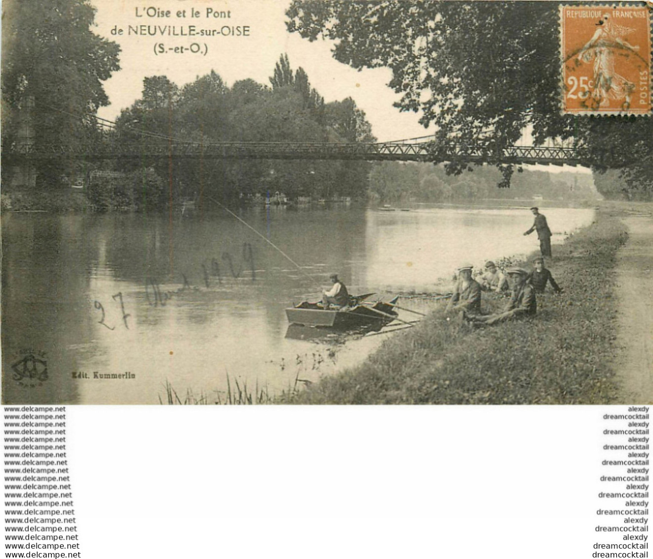 95 NEUVILLE-SUR-OISE. Pêcheurs Près Du Pont 1929 - Neuville-sur-Oise