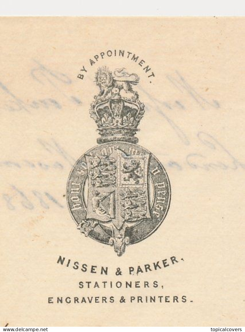 Letter London 1868  - Nissen & Parker - Stationers Engravers & Printers - Royaume-Uni