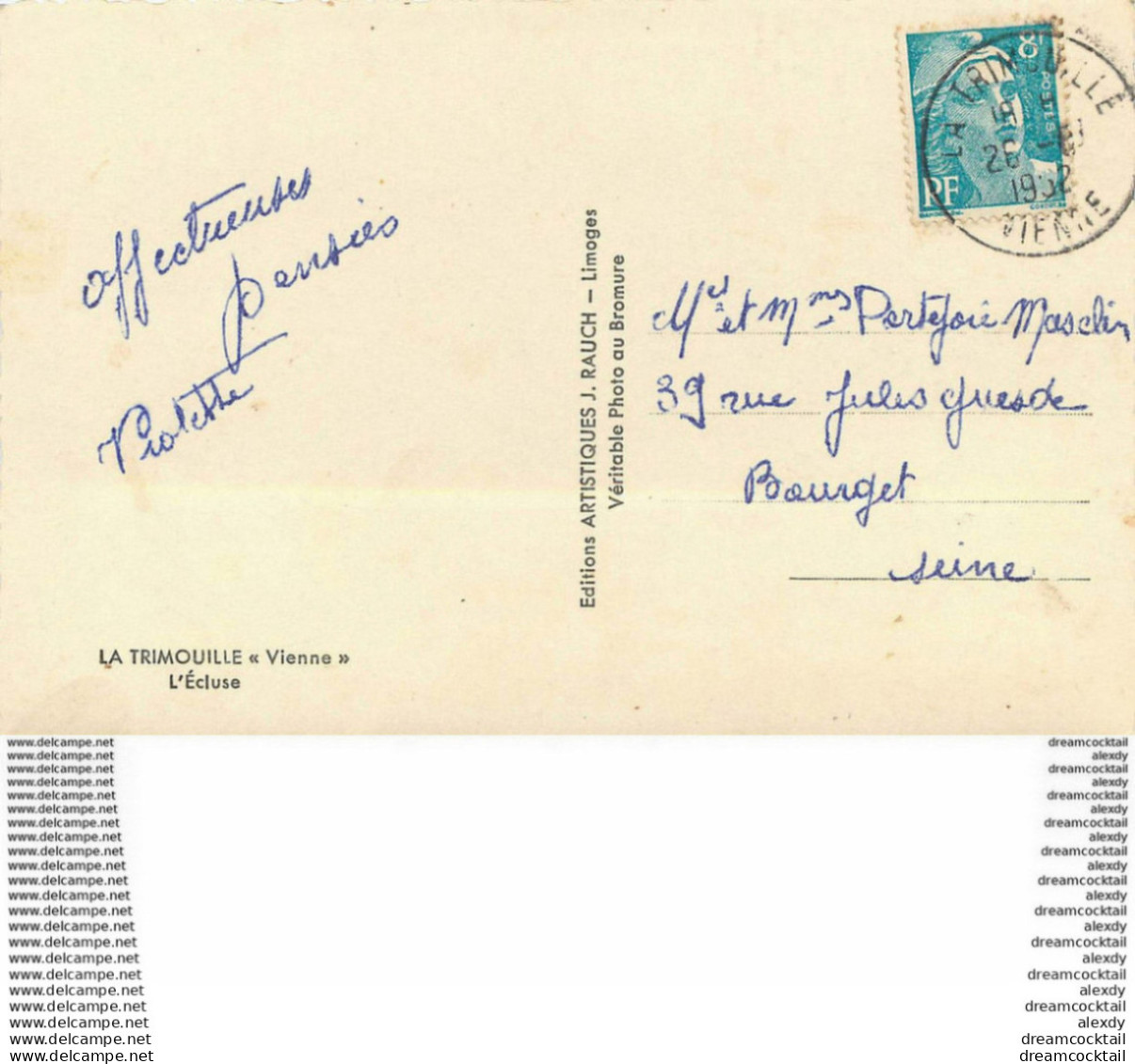 Photo Cpsm 86 LA TRIMOUILLE. L'Ecluse Et Ancien Moulin Perrin 1952 - La Trimouille