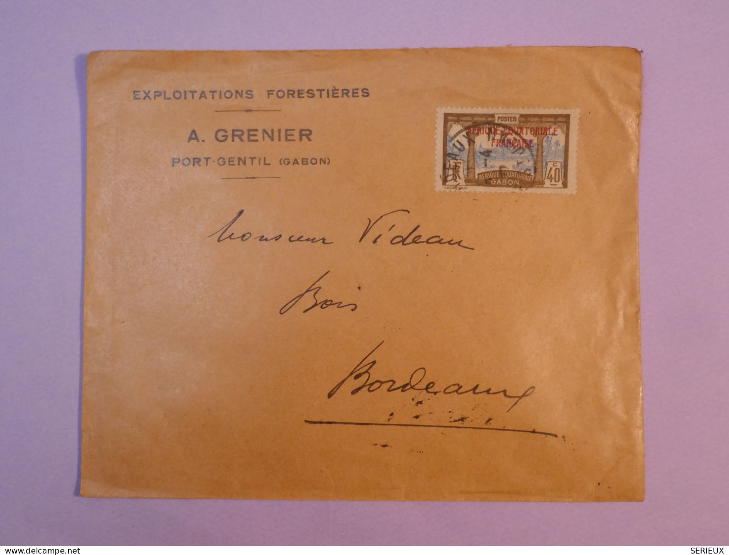 U26  AEF  GABON  LETTRE RECO PURE ARCHIVE DECOUVERTE 1931 PORT GENTIL A BORDEAUX FRANCE+ NEUF AU VERSO+ - Covers & Documents