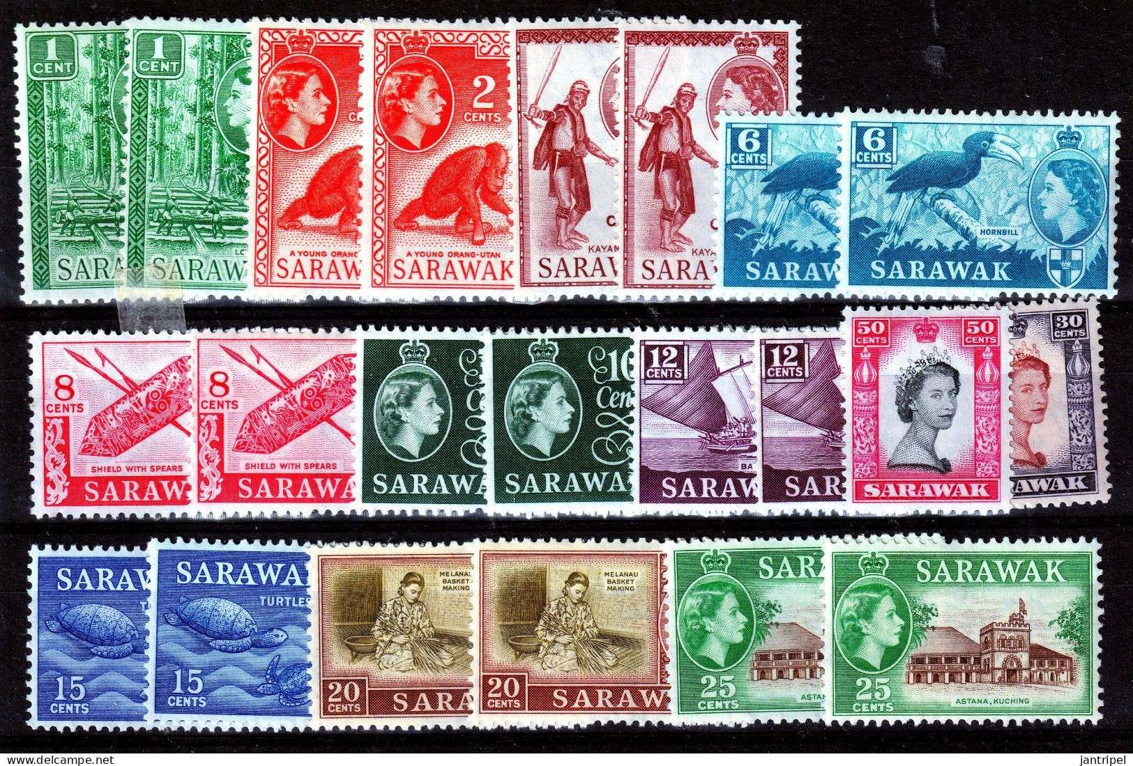 SARAWAK 1955 QEII  PART SET MNH/MH - Sarawak (...-1963)