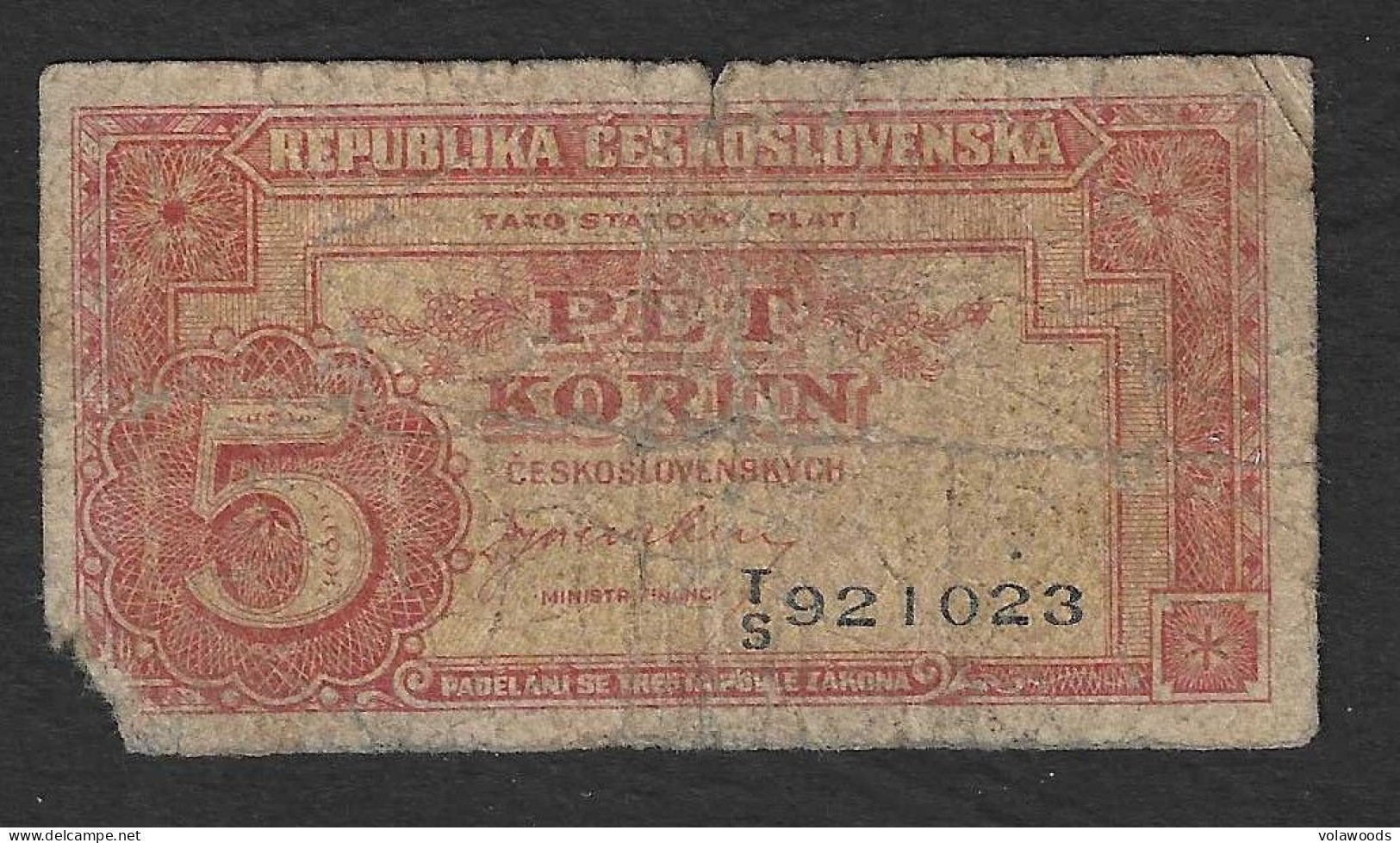 Cecoslovacchia - Banconota Circolata Da 5 Corone P-59a - 1945 #17 - Czechoslovakia