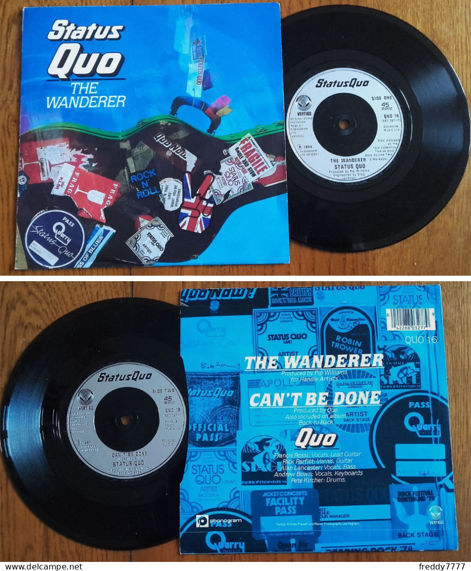 RARE U.K SP 45t RPM (7") STATUS QUO «The Wanderer» (1984) - Hard Rock & Metal