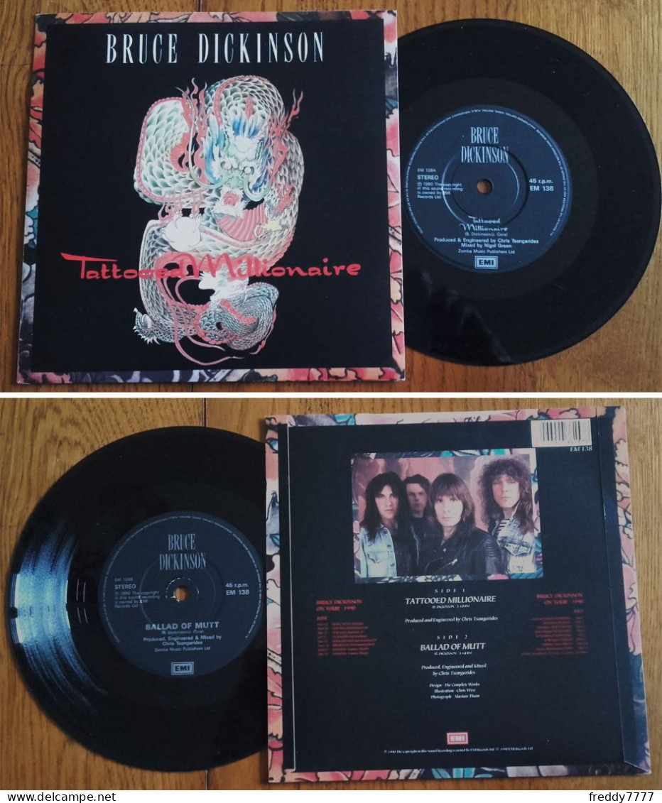 RARE U.K SP 45t RPM (7") BRUCE DICKINSON «Tattoo Millionaire» (1990) - Hard Rock En Metal