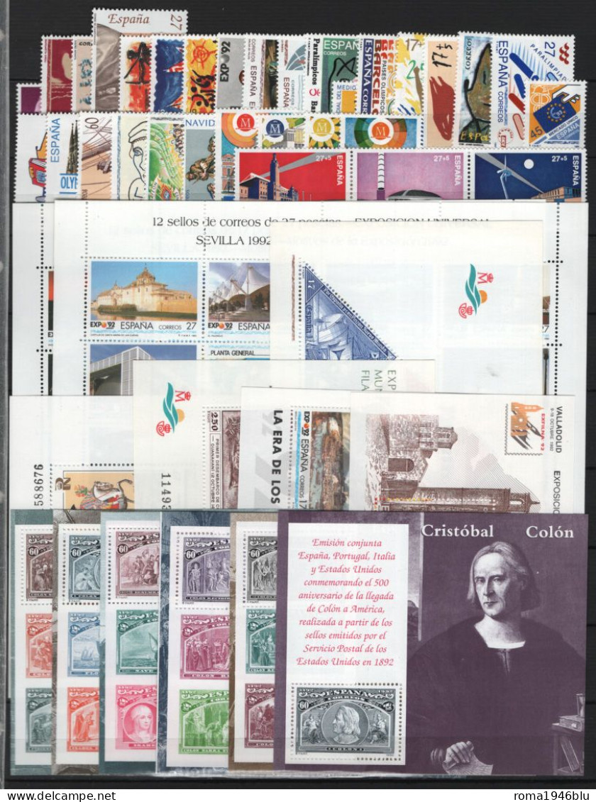 Spagna 1992 Annata Completa / Complete Year Set **/MNH VF - Volledige Jaargang