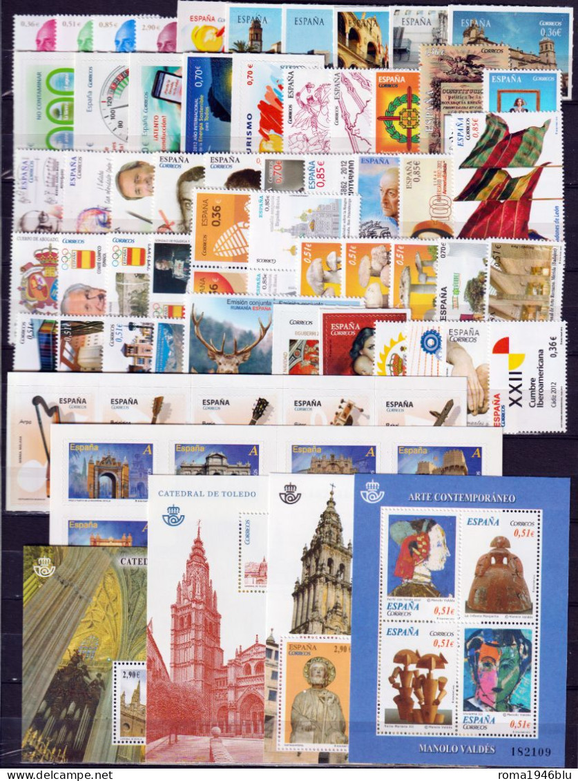 Spagna 2012 Annata Completa / Complete Year Set **/MNH VF - Ganze Jahrgänge