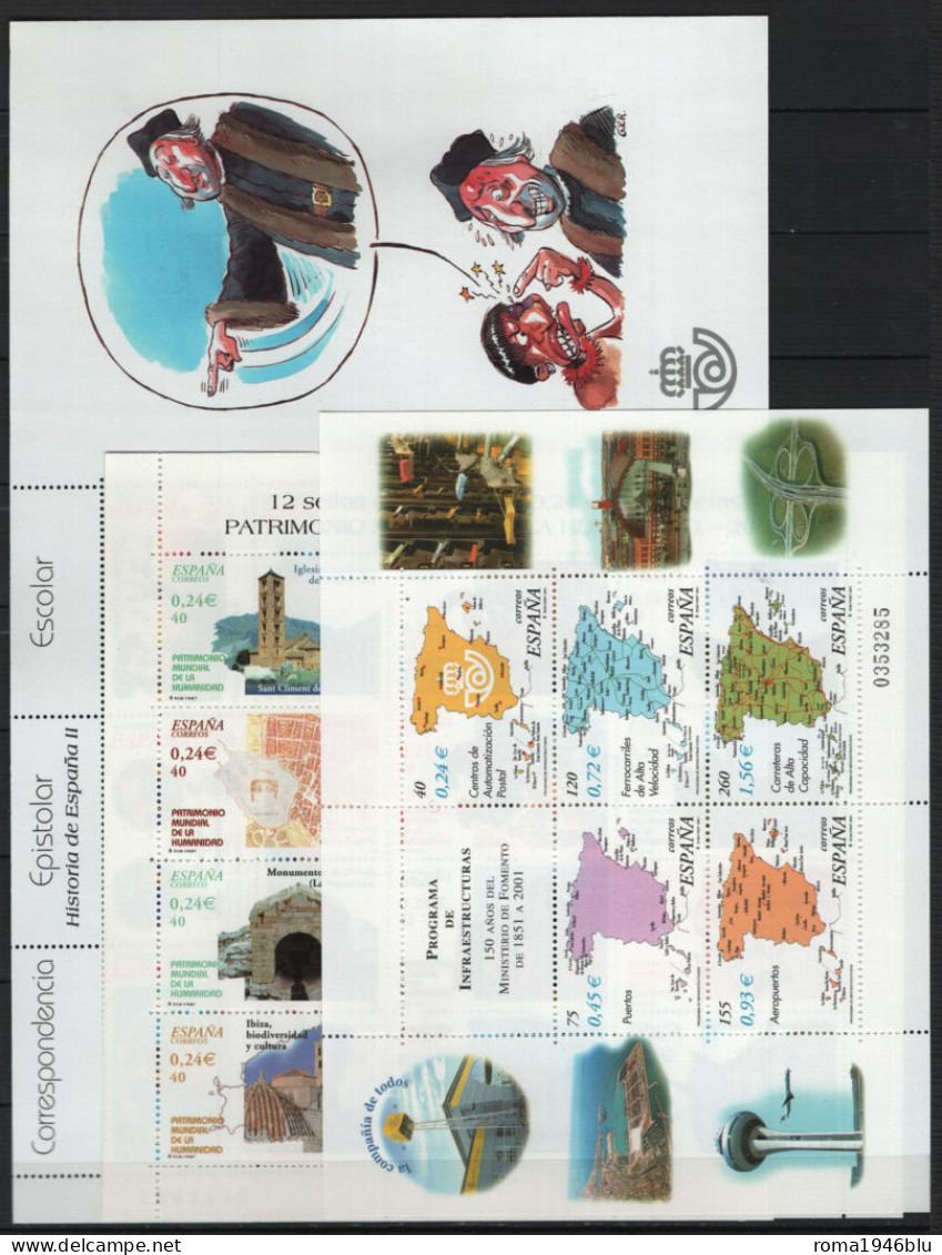 Spagna 2001 Annata Completa / Complete Year Set **/MNH VF - Années Complètes