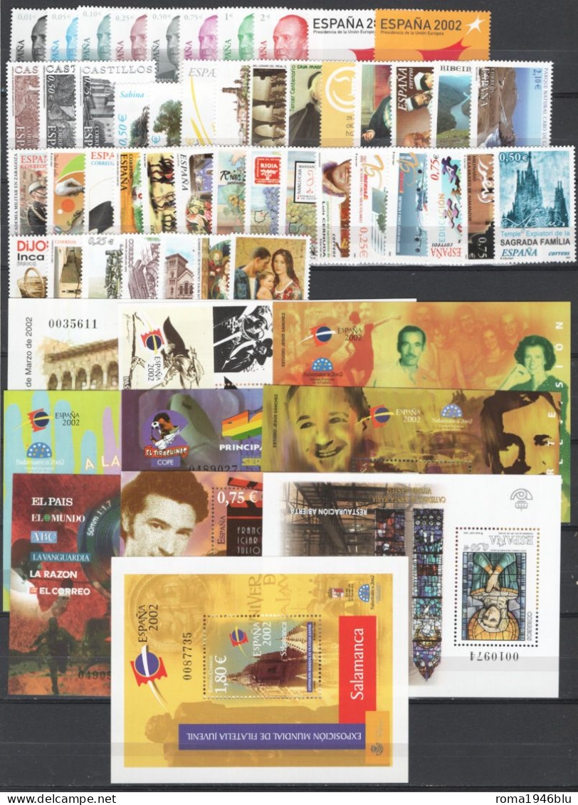 Spagna 2002 Annata Completa / Complete Year Set **/MNH VF - Années Complètes