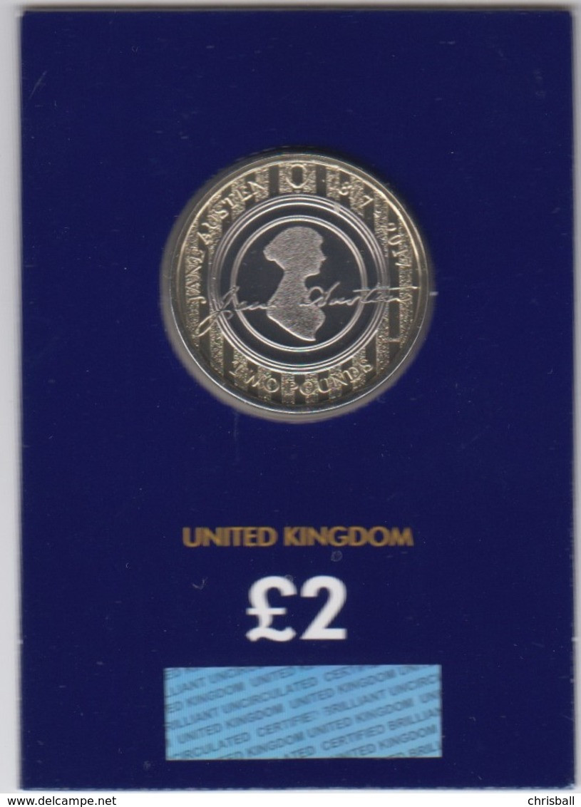 Great Britain UK £2 Coin Jane Austen - Brilliant Uncirculated BU - 2 Pond