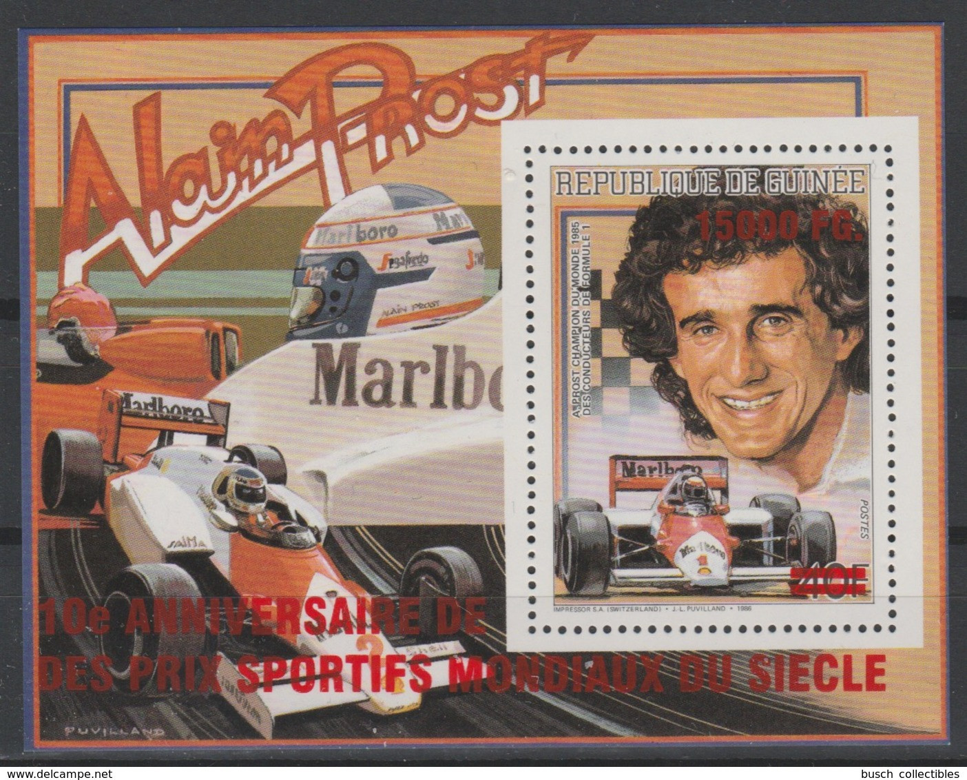 Guinée Guinea 2009 Mi. Bl 1716 Surchargé Overprint Formula Formule 1 One Alain Prost Marlboro Cigarettes Tabac Formel - Cars