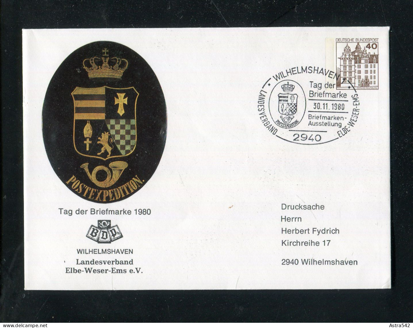 "BUNDESREPUBLIK DEUTSCHLAND" 1980, Privat-Ganzsachenumschlag "Postexpedition" SSt. "Wilhelmshaven" (3058) - Privatumschläge - Gebraucht