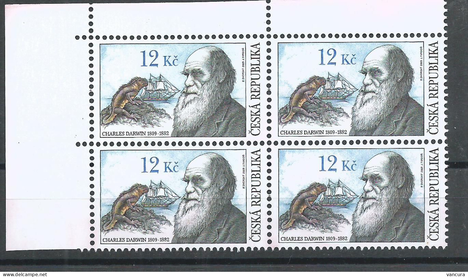 ** 4x 586 Czech Republic Ch. Darwin 2009 Marine Iguana - Neufs