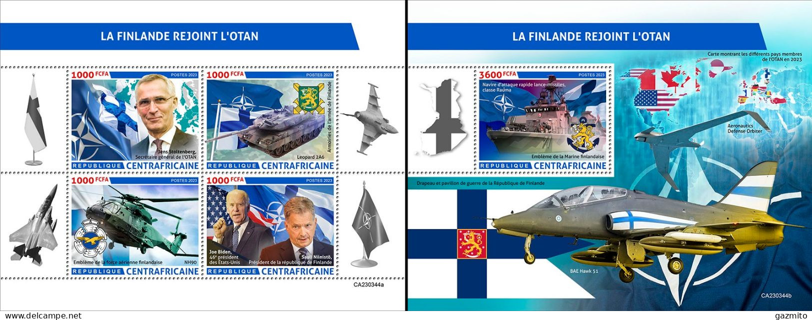 Centrafrica 2023, Finland Joint NATO, Flag, 4val In BF +BF - NAVO