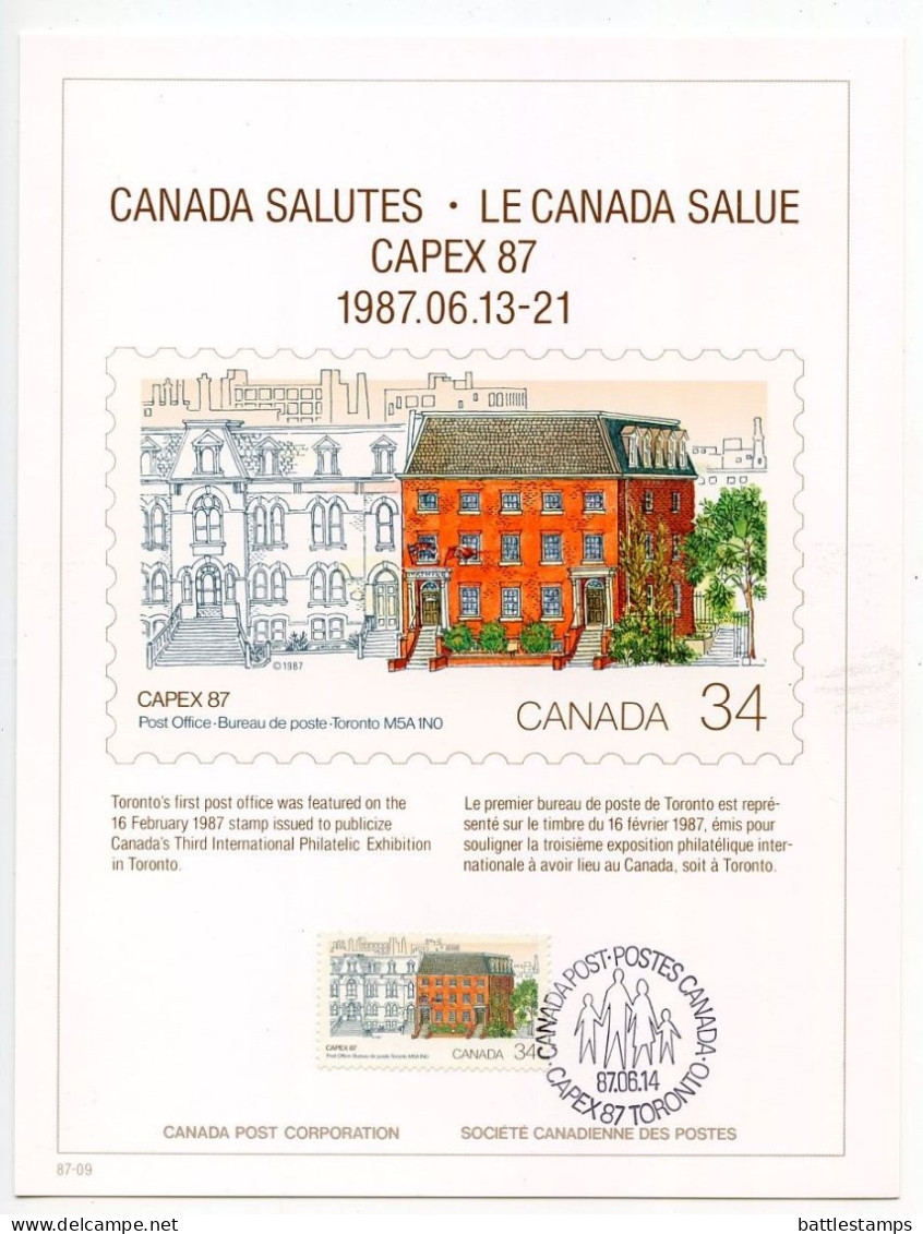 Canada 1985-89 4 Different Postmarked And Stamped International Philatelic Exhibition Cards - Officiële Postkaarten