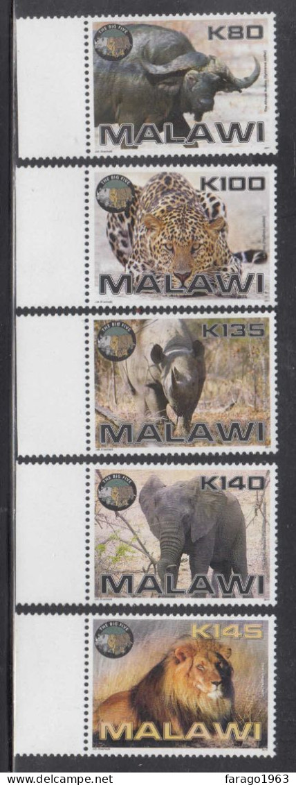 2011 Malawi Big 5 Wildlife Lions Elephants Rhinos Leopards Complete Set Of 5 MNH - Malawi (1964-...)