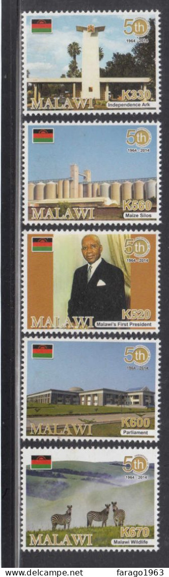 2014 Malawi Independence Anniversary President Banda Zebra Complete Set Of 5 MNH - Malawi (1964-...)