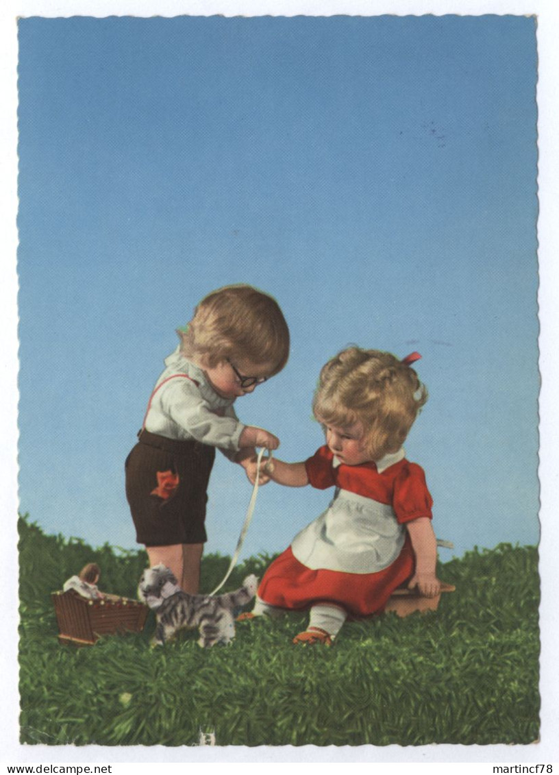 Junge Und Mädchen Mit Spielzeug Puppen-Karte Foto Inge Petersen 250/44 Gel. 1958 - Jeux Et Jouets