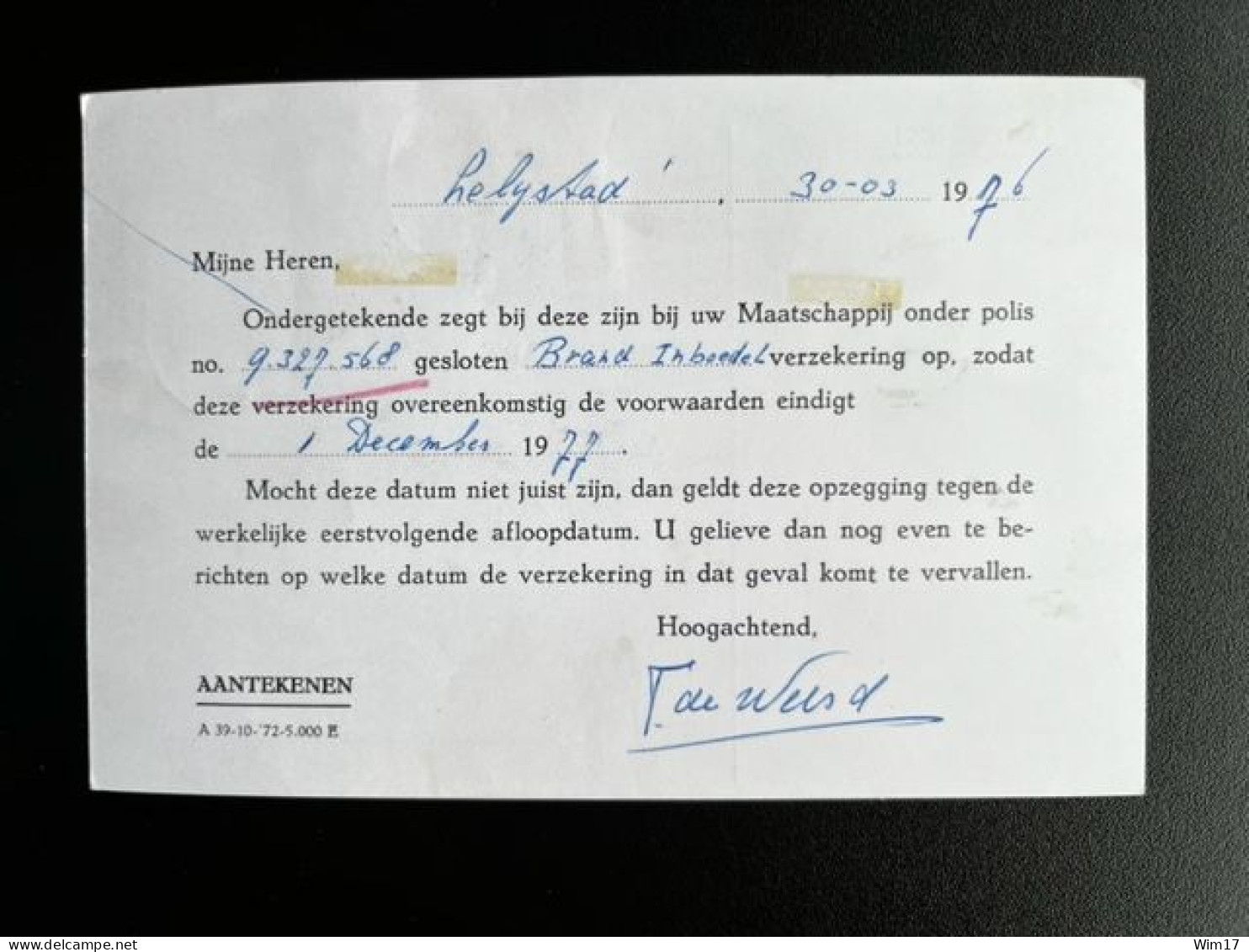 NETHERLANDS 1976 REGISTERED POSTCARD UTRECHT TO 'S GRAVENHAGE 10-05-1976 NEDERLAND AANGETEKEND - Briefe U. Dokumente