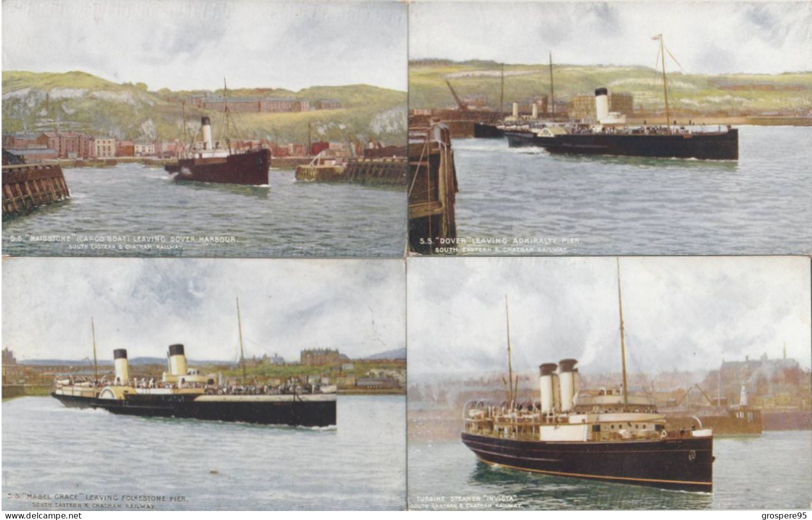 TURBINE STEAMER ONWARD + QUEEN + DOVER + INVICTA + MAIDSTONE + MABEL GRACE - Paquebots