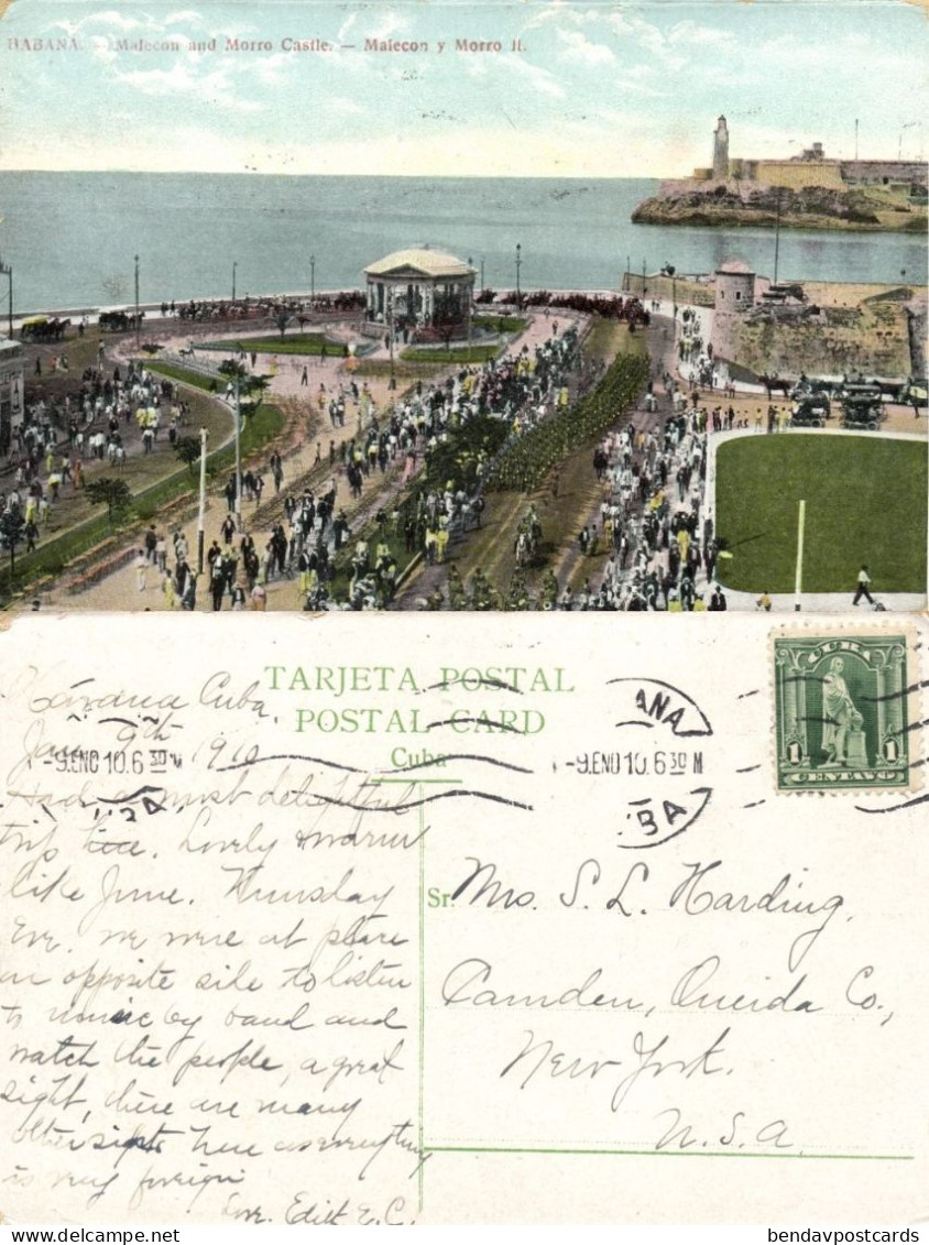 Cuba, HAVANA, Malecon And Morro Castle (1910) Postcard - Cuba