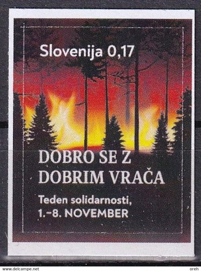 SLOVENIA 2022,SOLIDARITY WEEK,FIRE,GOOD RETURNS WITH GOOD,SURCHARGE,ADITIONAL STAMP,,MNH - Sapeurs-Pompiers