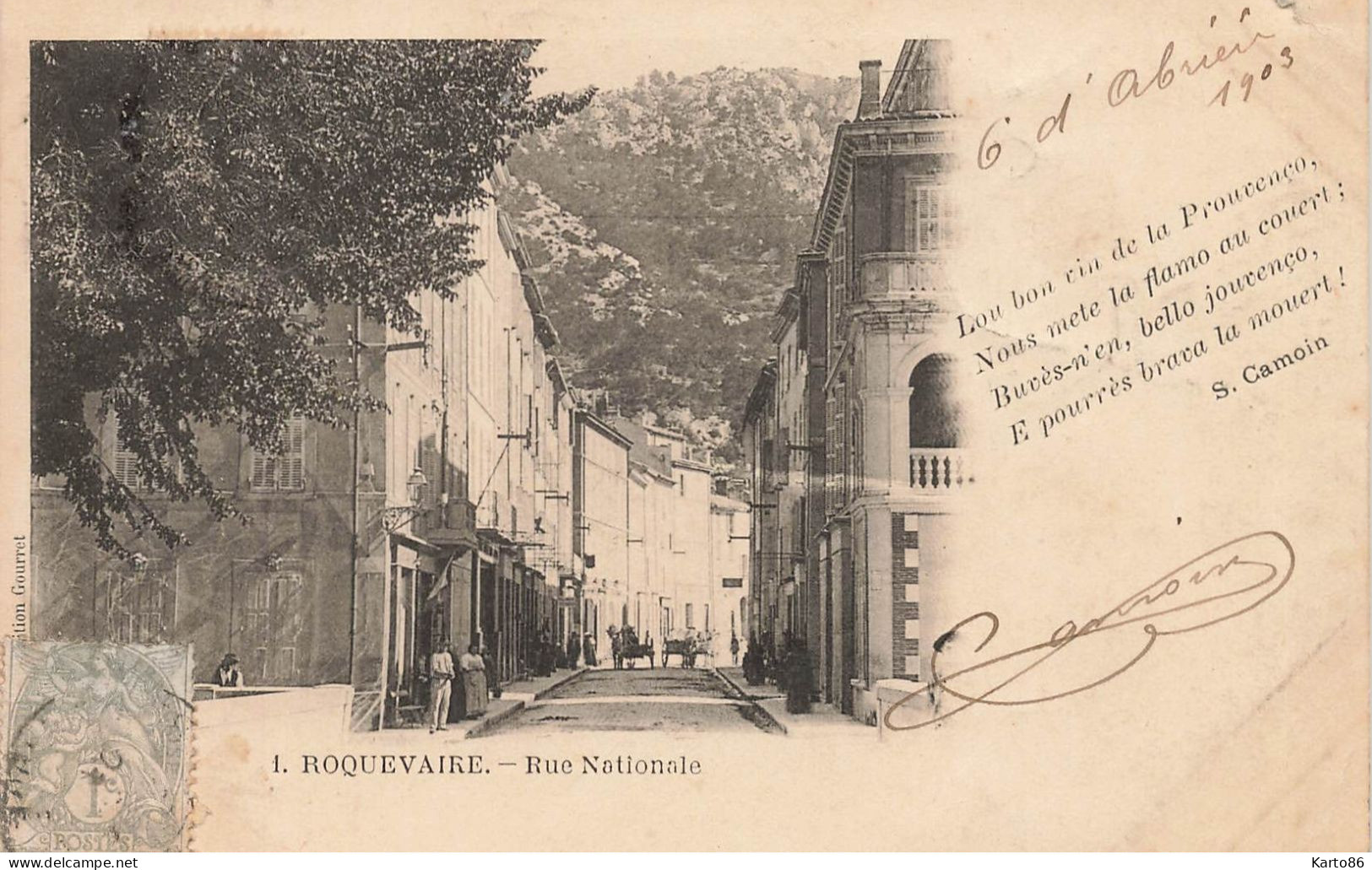 Roquevaire * 1903 * Rue Nationale * Villageois - Roquevaire