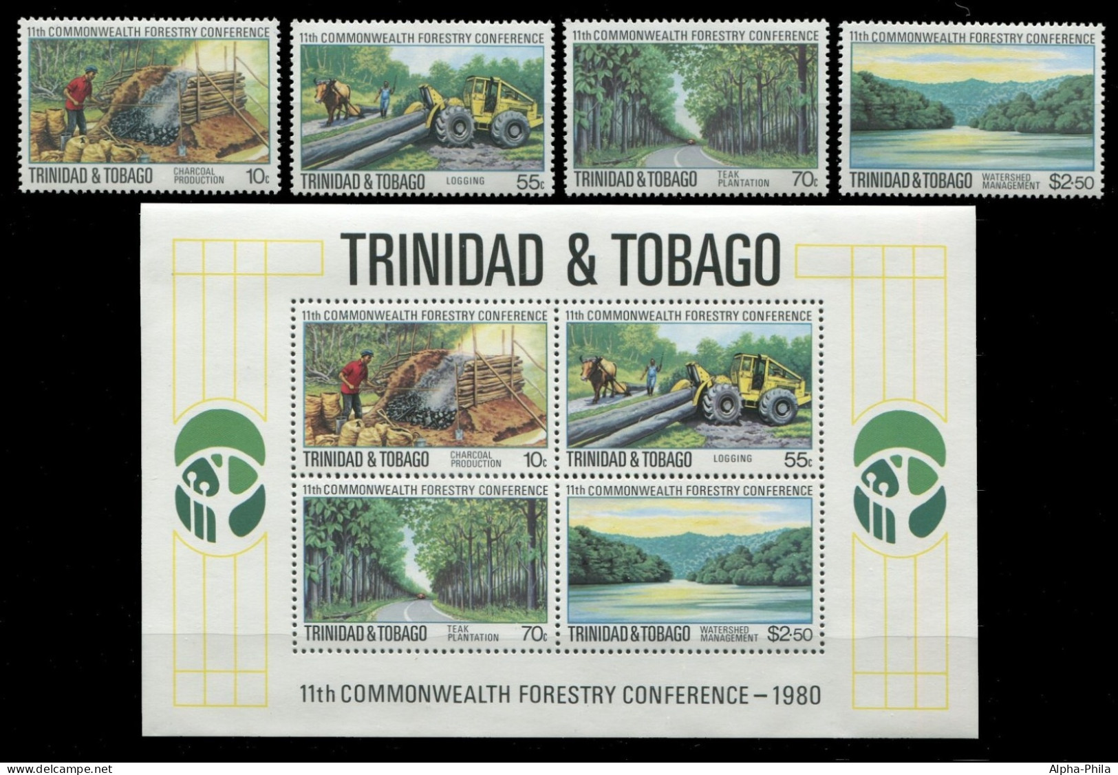 Trinidad & Tobago 1980 - Mi-Nr. 420-423 & Block 32 ** - MNH - Wald / Forest - Trinidad & Tobago (1962-...)