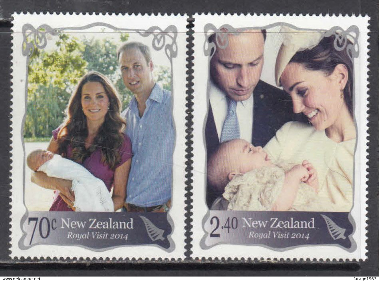 2014 New Zealand Royal Visit William & Kate SILVER Complete Set Of 2 MNH - Unused Stamps