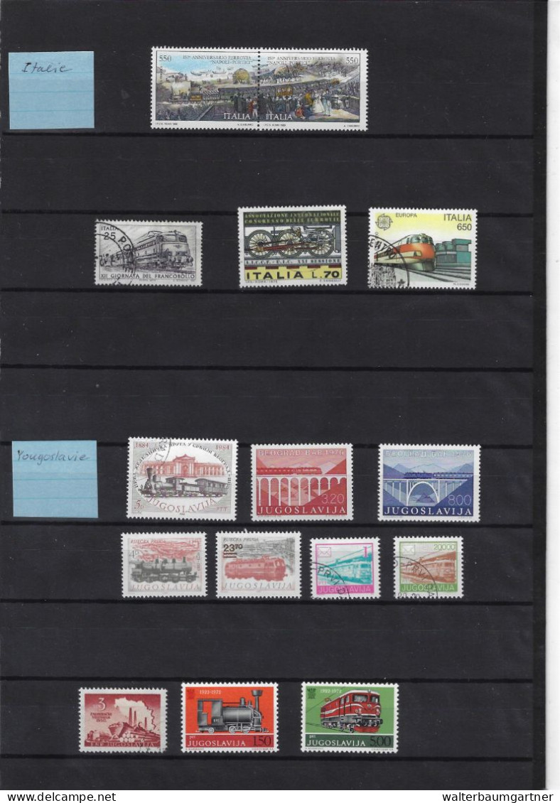 Timbres postes Europe - Images Trains