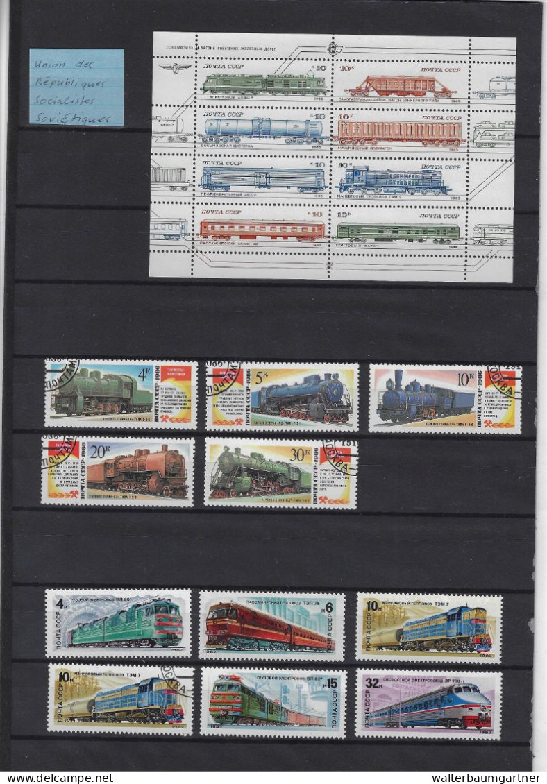 Timbres postes Europe - Images Trains