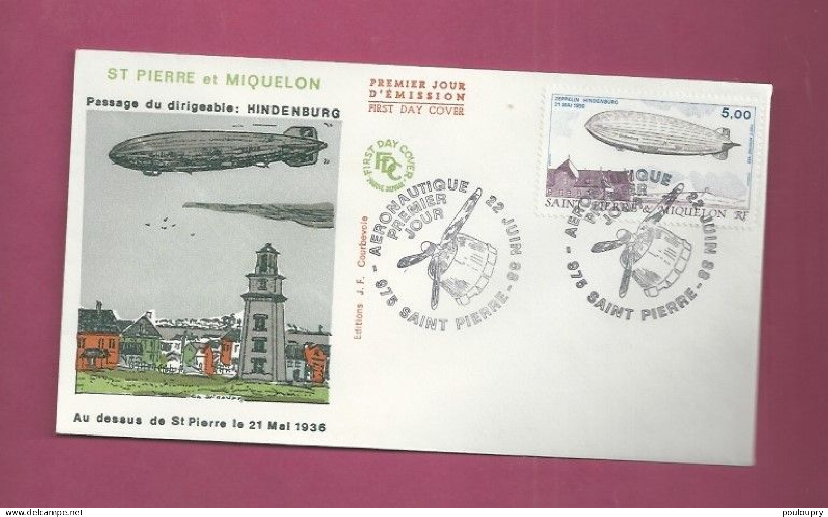 FDC De 1988 - Zeppelin Hindenburg - Brieven En Documenten