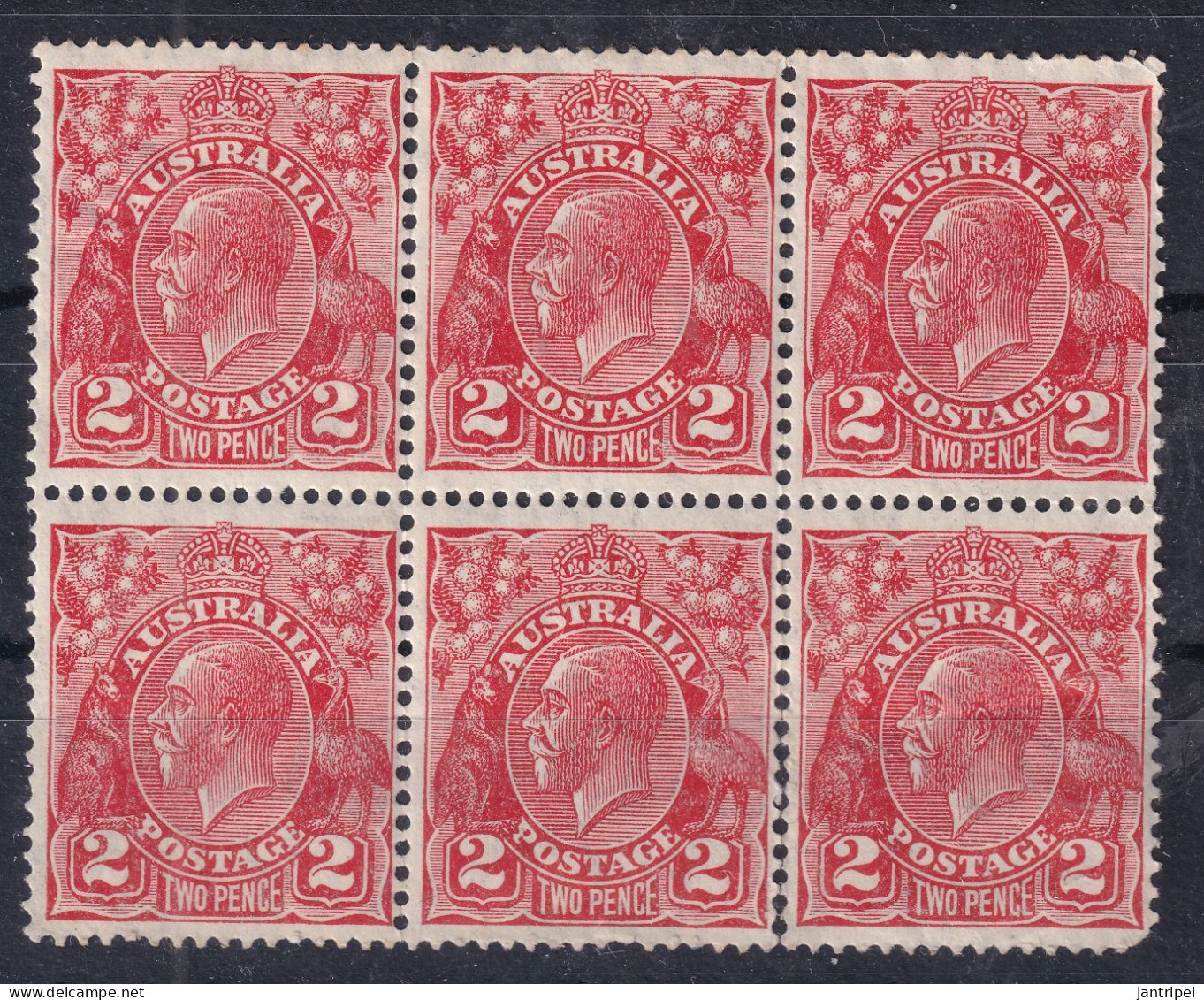 AUSTRALIA 1931/36  KGV  2P  BLOCK Of  6 INVERTED WMK  MNH - Mint Stamps