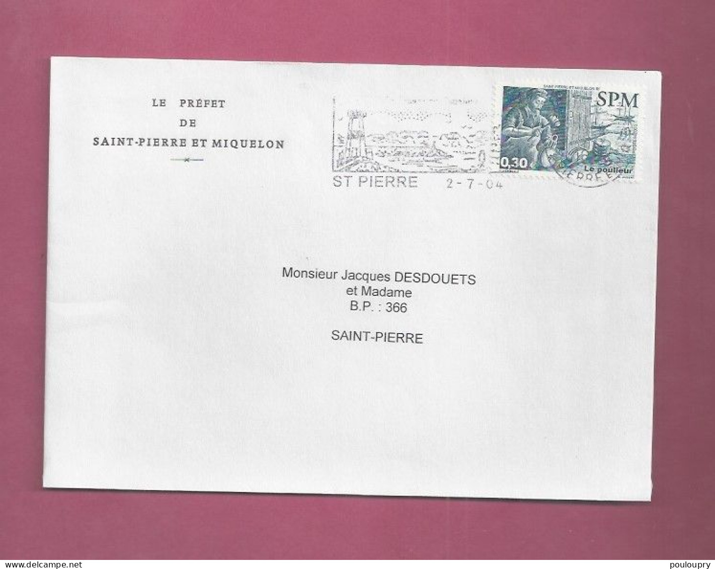 Lettre De 2004 Pour SPM - YT N° 795 - Métier - Le Poulieur - Storia Postale