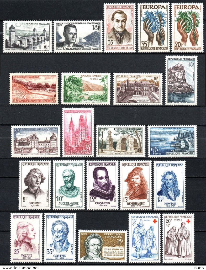 Année 1957 - Année Complète (sauf Série Personnages Célèbres, 6 Timbres) Soit 46 Timbres - Neuf * / ** - 1950-1959