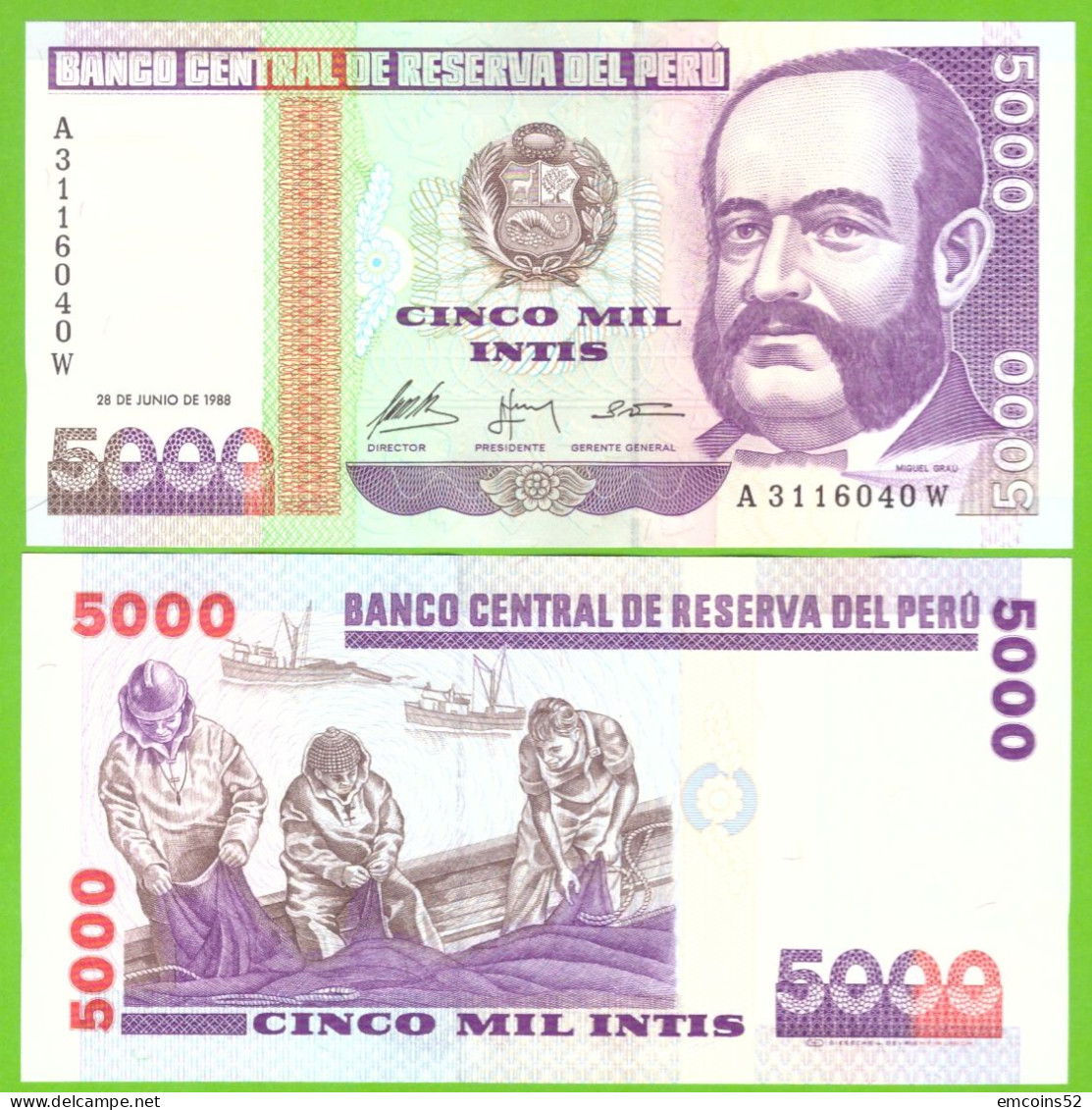 PERU 5000 INTIS 1988 P-137 UNC - Perù