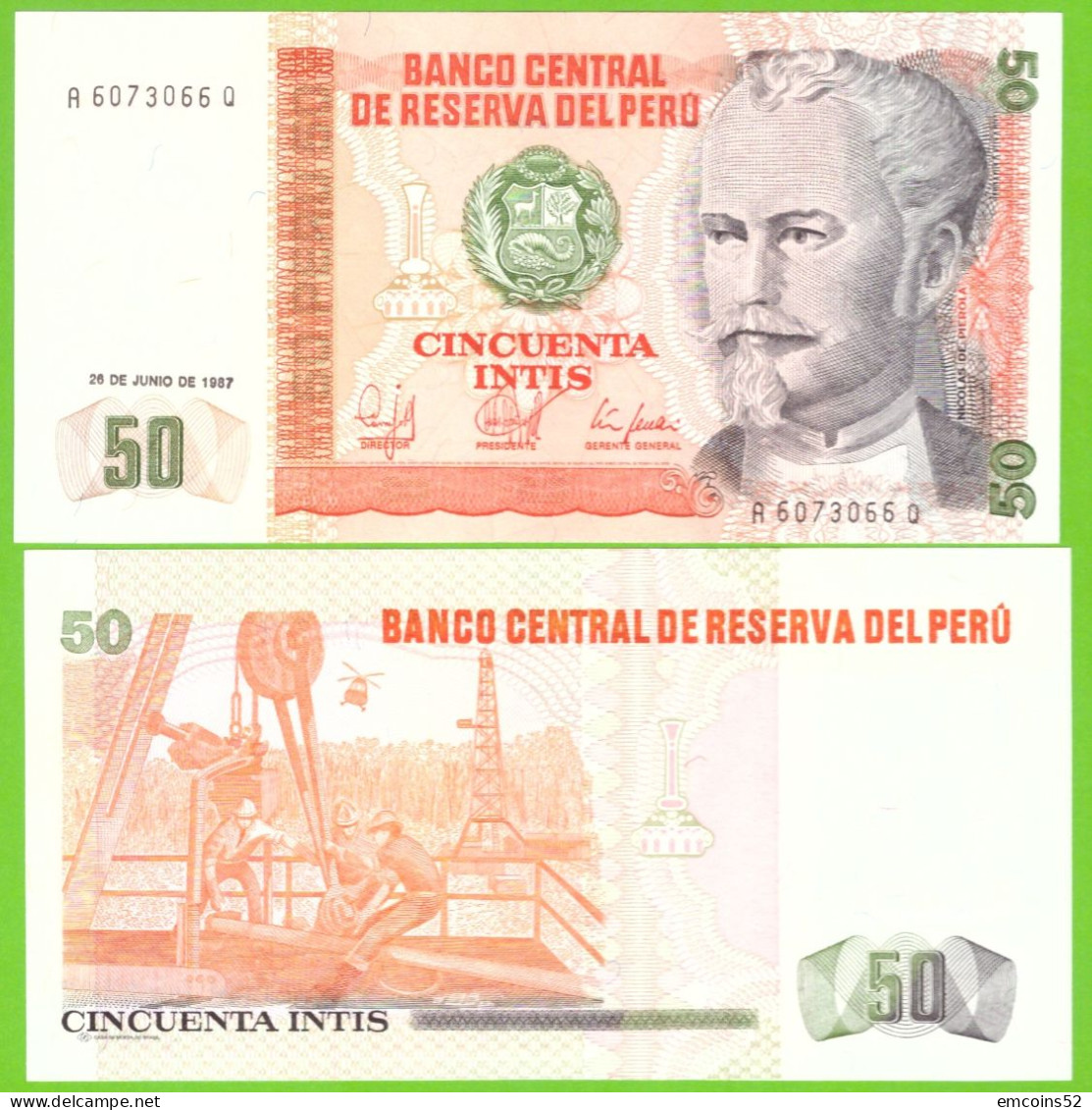 PERU 50 INTIS 1987 P-131b UNC - Pérou