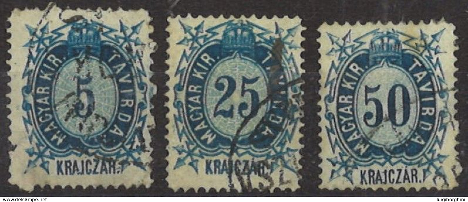 UNGHERIA 1873 - Francobolli Per Telegrafo - 3 Valori Usati - Telegraphenmarken