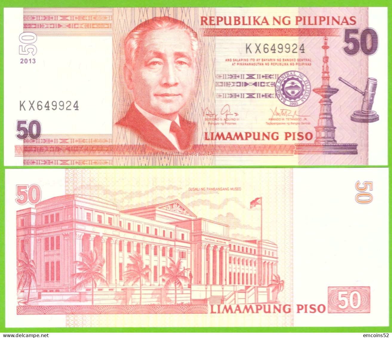 PHILIPPINES 50 PISO 2013  P-193d  UNC - Philippines