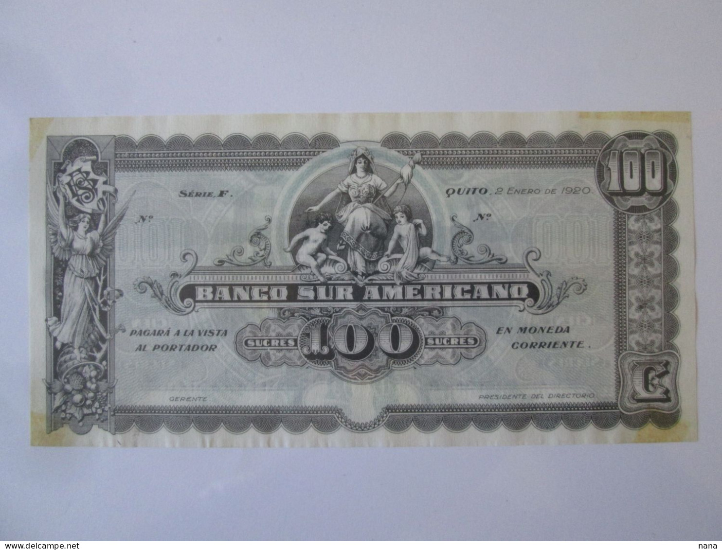 Ecuador 100 Sucres 1920 Banknote See Pictures - Equateur
