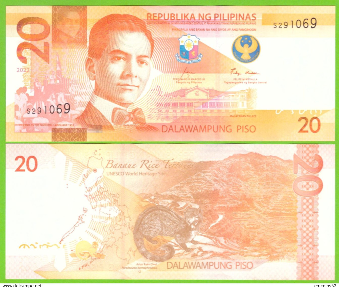 PHILIPPINES 20 PISO 2022  P-W230 UNC - Philippines